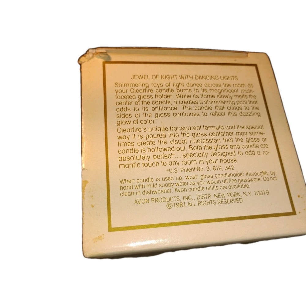 Vtg Avon Diamond Star Burst Glass Votive tealight candleholder 1981 Gem Glow Box - Picture 7 of 8